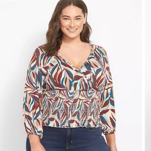 Lane Bryant Wrap Cropped Top With Smocked Waist